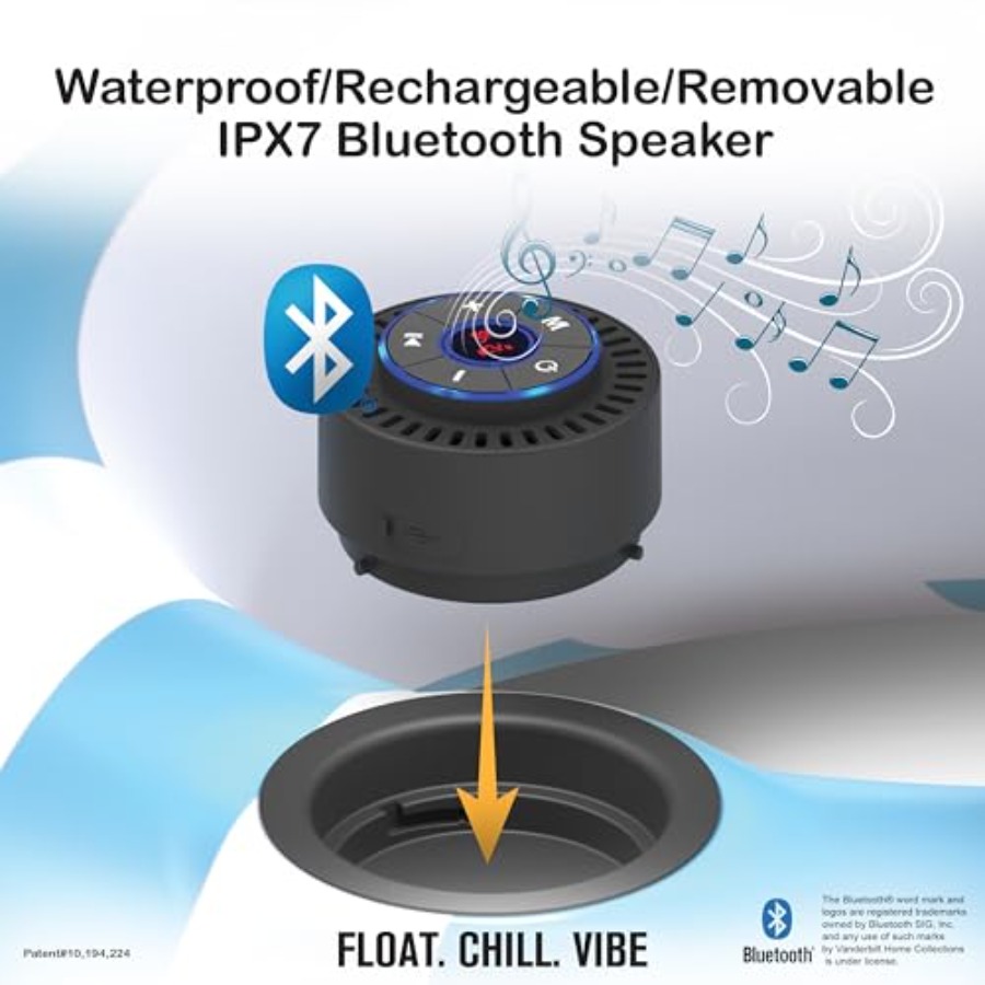 Inflatable Pool Lounger with B - Bluetooth Speaker Waterproof review and price