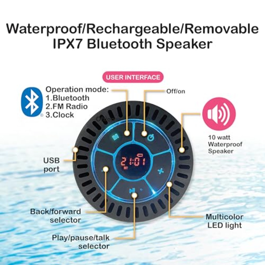 Inflatable Pool Lounger with B - Bluetooth Speaker Waterproof review and price